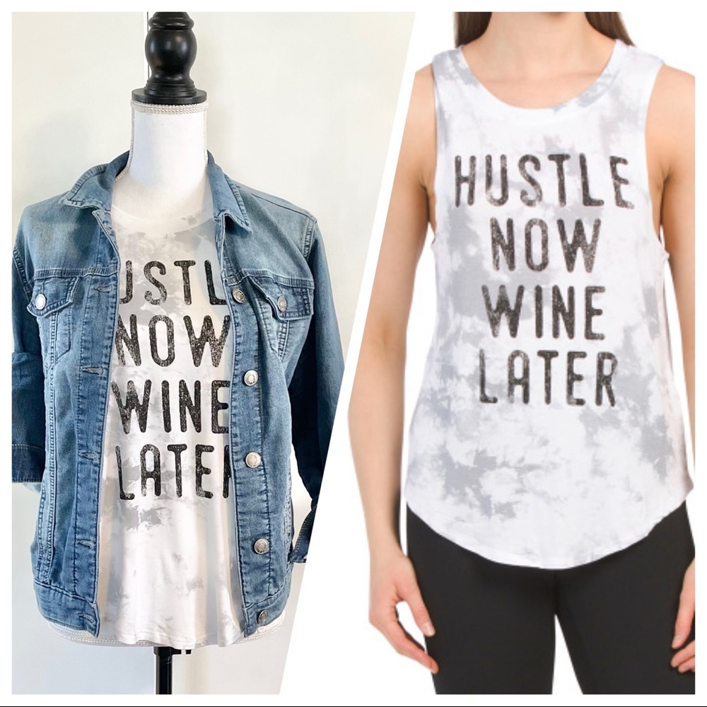 🆕Women’s Tie Dye HUSTLE NOW WINE LATER Tank Top